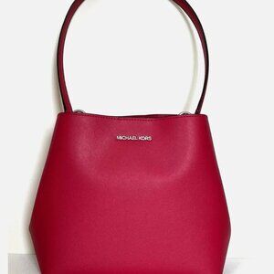 New Michael Kors Pratt Medium Shoulder Bag Dark Raspberry